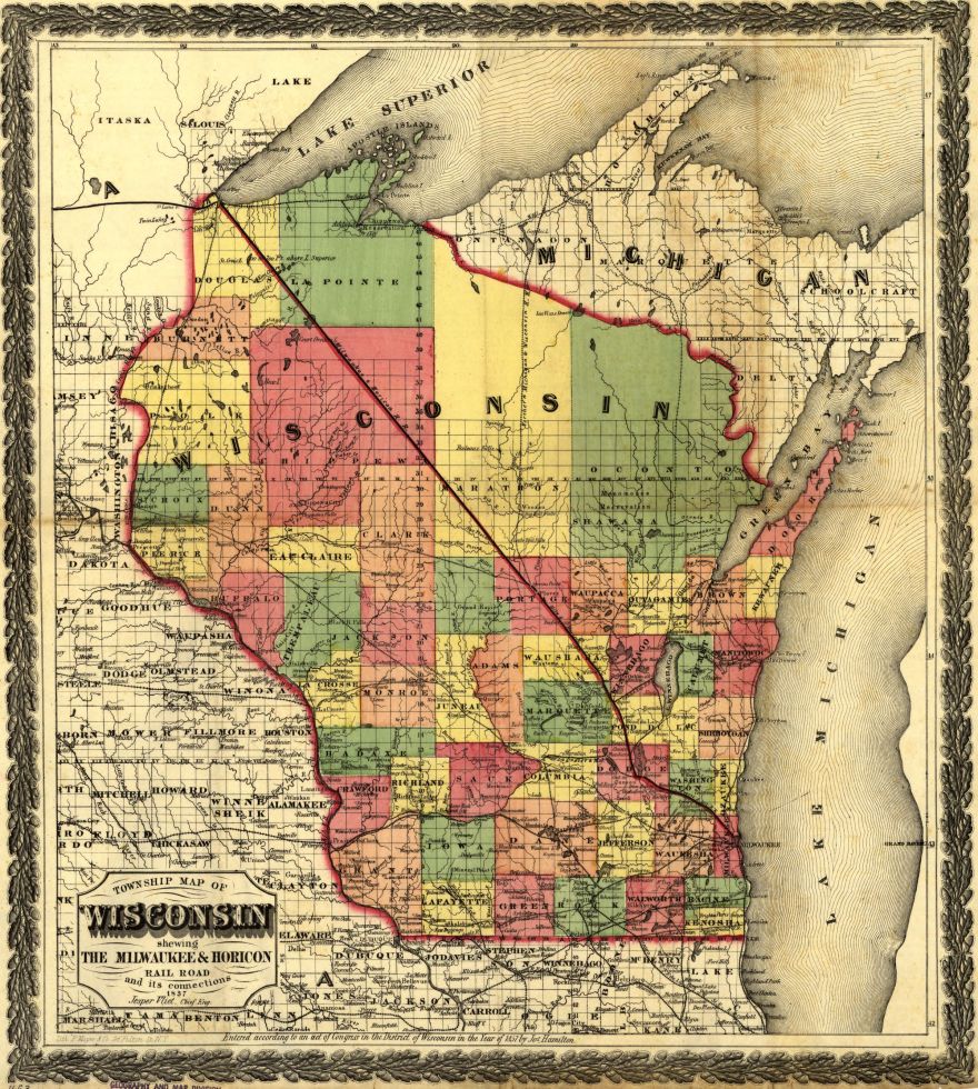 Wisconsin Township map 1855